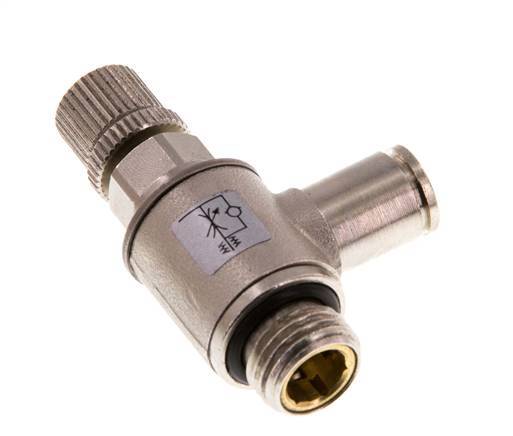 Válvula reguladora de caudal Codo de salida de contador 6 mm - G1/4'' Tornillo moleteado de latón