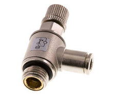 Válvula reguladora de caudal Codo de salida de contador 6 mm - G1/4'' Tornillo moleteado de latón