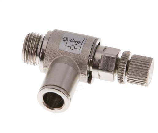 Válvula reguladora de caudal Codo de salida de contador 8 mm - G1/4'' Tornillo moleteado de latón