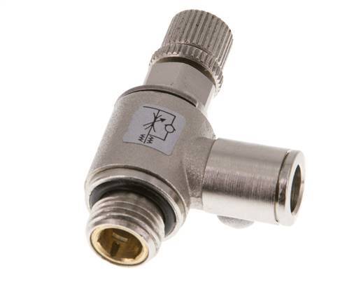 Válvula reguladora de caudal Codo de salida de contador 8 mm - G1/4'' Tornillo moleteado de latón