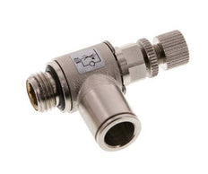 Válvula reguladora de caudal Codo de salida de contador 10 mm - G1/4'' Tornillo moleteado de latón