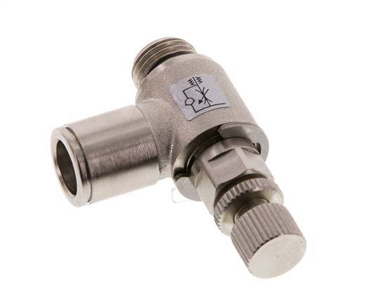 Válvula reguladora de caudal Codo de salida de contador 10 mm - G1/4'' Tornillo moleteado de latón