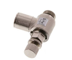 Válvula reguladora de caudal Codo de salida de contador 10 mm - G1/4'' Tornillo moleteado de latón