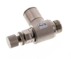 Válvula reguladora de caudal Codo de salida de contador 10 mm - G1/4'' Tornillo moleteado de latón