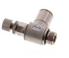 Válvula reguladora de caudal Codo de salida de contador 10 mm - G1/4'' Tornillo moleteado de latón