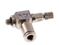 Válvula de control de flujo Codo Meter-In 4 mm - Tornillo moleteado de latón M5