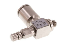 Válvula reguladora de caudal Codo Meter-In 6 mm - Tornillo moleteado de latón M5