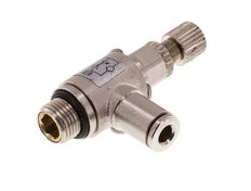 Válvula de control de flujo Codo de medición 4 mm - G1/8'' Tornillo moleteado de latón