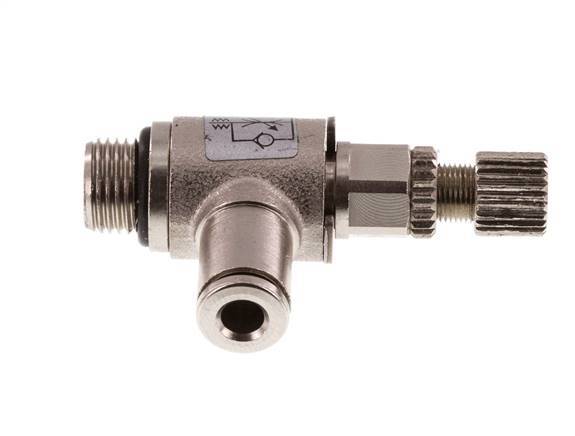 Válvula de control de flujo Codo de medición 4 mm - G1/8'' Tornillo moleteado de latón