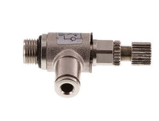 Válvula de control de flujo Codo de medición 4 mm - G1/8'' Tornillo moleteado de latón