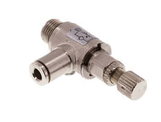 Válvula de control de flujo Codo de medición 4 mm - G1/8'' Tornillo moleteado de latón