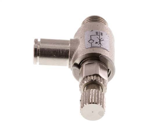 Válvula de control de flujo Codo de medición 4 mm - G1/8'' Tornillo moleteado de latón