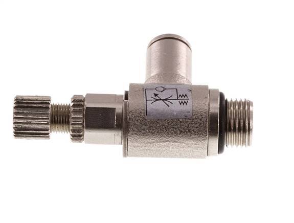 Válvula de control de flujo Codo de medición 4 mm - G1/8'' Tornillo moleteado de latón