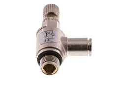 Válvula de control de flujo Codo de medición 4 mm - G1/8'' Tornillo moleteado de latón