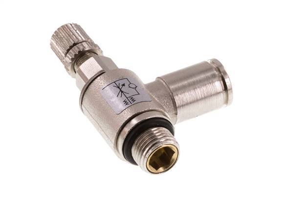 Válvula de control de flujo Codo de medición 6 mm - G1/8'' Tornillo moleteado de latón