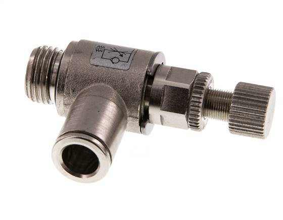 Válvula de control de flujo Codo para medidor 8 mm - G1/4'' Tornillo moleteado de latón