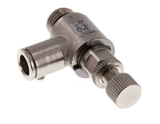 Válvula de control de flujo Codo para medidor 8 mm - G1/4'' Tornillo moleteado de latón