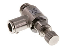 Válvula de control de flujo Codo para medidor 8 mm - G1/4'' Tornillo moleteado de latón