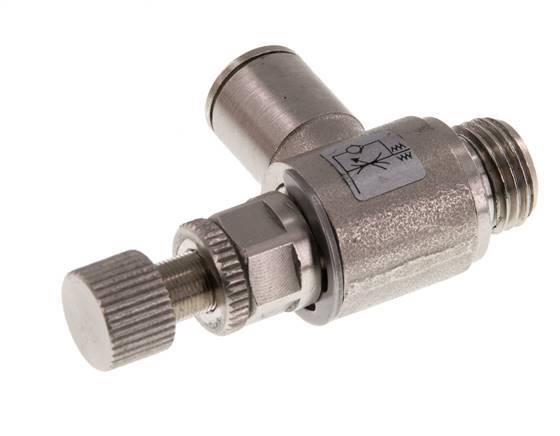 Válvula de control de flujo Codo para medidor 8 mm - G1/4'' Tornillo moleteado de latón