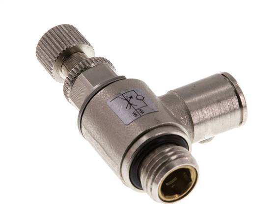 Válvula de control de flujo Codo para medidor 8 mm - G1/4'' Tornillo moleteado de latón