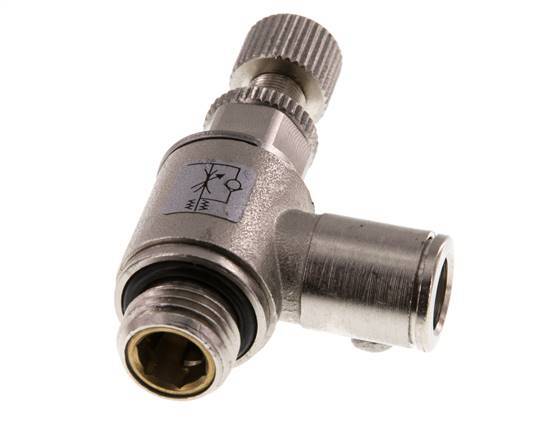 Válvula de control de flujo Codo para medidor 8 mm - G1/4'' Tornillo moleteado de latón