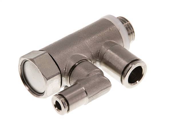 Válvula de retención pilotada de 8 mm y codo macho G1/4'' de latón 0,5-10bar (7-145psi)