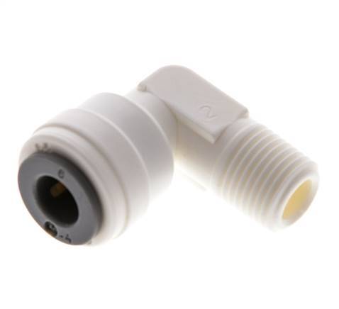 6mm x R1/8'' 90deg Elbow Push-in Fitting with Male Threads POM EPDM [10 Pieces]