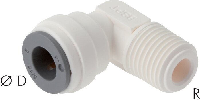 1/4'' x R1/4'' 90deg Elbow Push-in Fitting with Male Threads POM EPDM [10 Pieces]