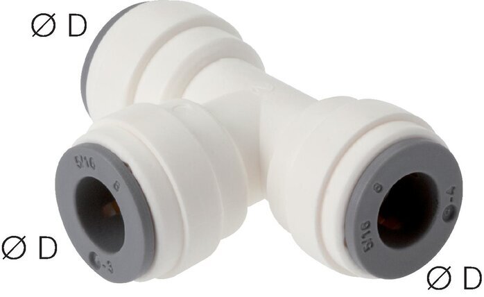 12mm Tee Push-in Fitting POM EPDM FDA [2 Pieces]