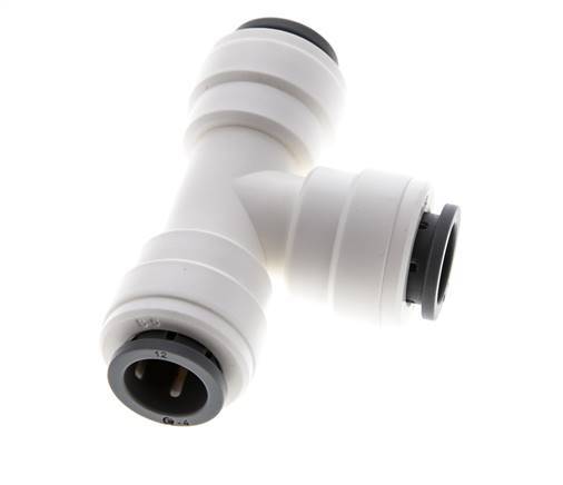 12mm Tee Push-in Fitting POM EPDM FDA [2 Pieces]