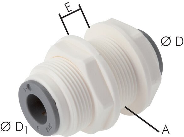 5/32'' Push-in Fitting POM EPDM Bulkhead [5 Pieces]