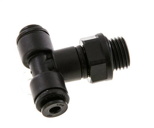 Racor en T de 4mm x G1/4'' con rosca macho Latón NBR Giratorio