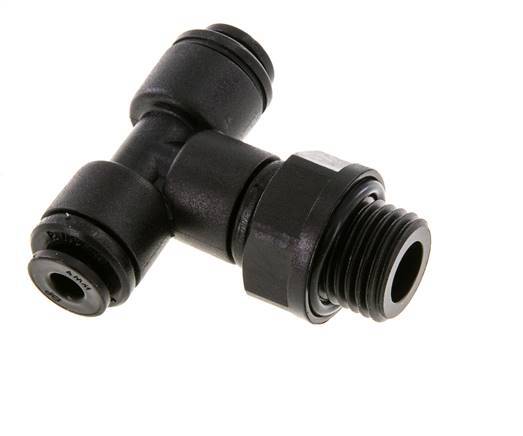 Racor en T de 4mm x G1/4'' con rosca macho Latón NBR Giratorio