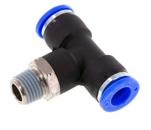 Racor en T de 3/8'' x 1/4'' NPT con rosca macho Latón/PBT NBR Giratorio