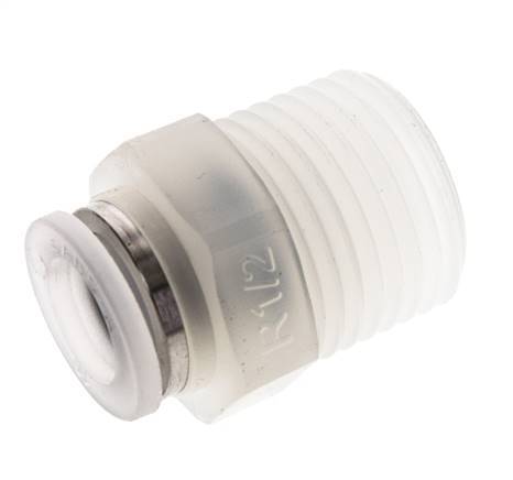 Racor de 10mm x R1 2'' con rosca macho PA/POM NBR