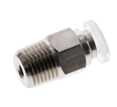 Racor de 4mm x R1/8'' con rosca macho Acero inoxidable/PA EPDM/PTFE