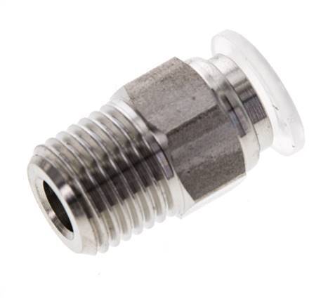 Racor de 8mm x R1/4'' con rosca macho Acero inoxidable/PA EPDM/PTFE