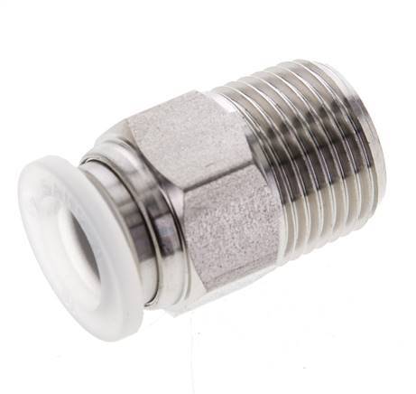Racor de 10mm x R3/8'' con rosca macho Acero inoxidable/PA EPDM/PTFE