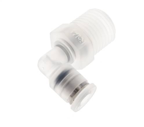 Racor de 4mm x R1/4'' 90deg con rosca macho Latón FKM Giratorio