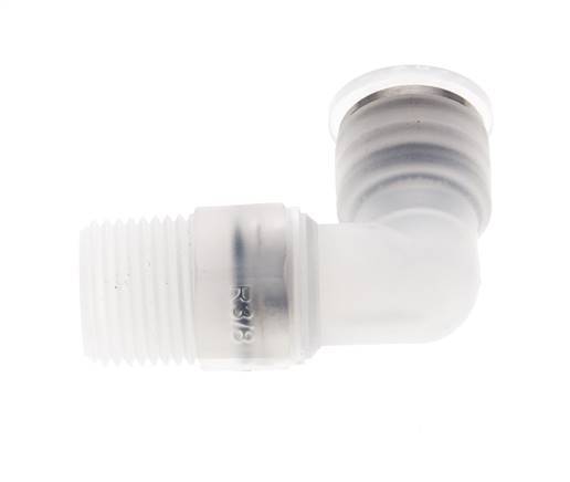 Codo de 90 grados 10mm x R3/8'' con rosca macho latón FKM giratorio