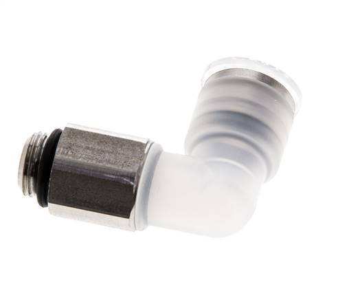 Codo de 90 grados 8mm x G1/8'' con rosca macho PA/Acero inoxidable EPDM Giratorio