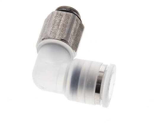 Codo de 90 grados 8mm x G1/8'' con rosca macho PA/Acero inoxidable EPDM Giratorio