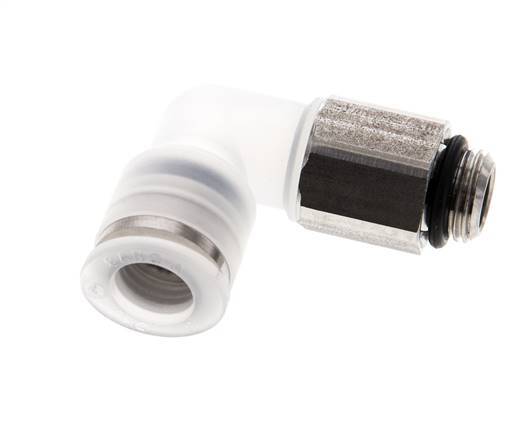 Codo de 90 grados 8mm x G1/8'' con rosca macho PA/Acero inoxidable EPDM Giratorio