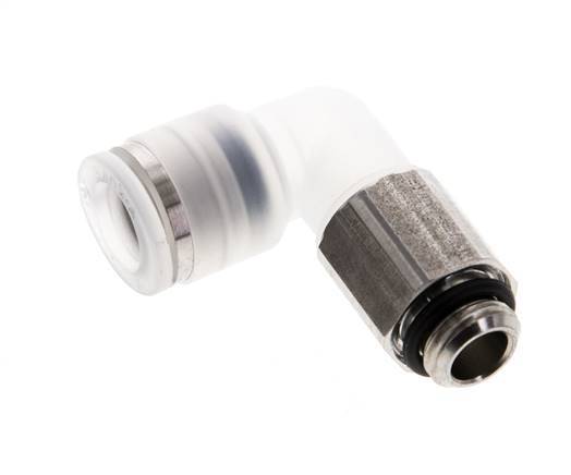 Codo de 90 grados 8mm x G1/8'' con rosca macho PA/Acero inoxidable EPDM Giratorio