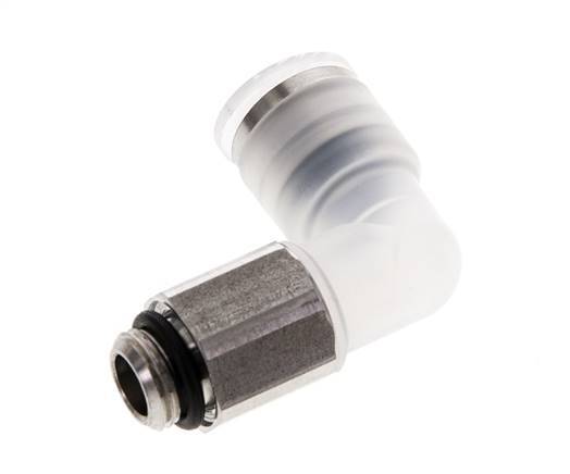 Codo de 90 grados 8mm x G1/8'' con rosca macho PA/Acero inoxidable EPDM Giratorio