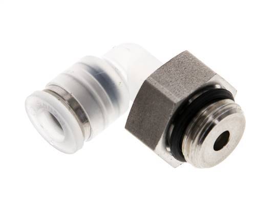Racor de 6mm x G1/4'' 90deg con rosca macho PA/Acero inoxidable EPDM Giratorio