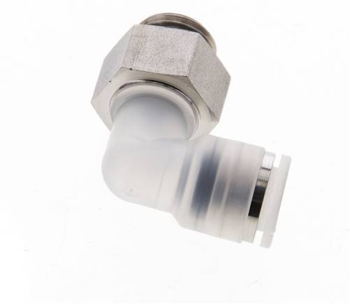 8mm x G1/4'' 90deg Elbow Push-in Fitting with Male Threads PA/Stainless Steel EPDM Rotatable