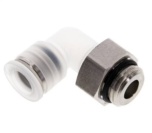 Codo de 90 grados 10mm x G3/8'' con rosca macho PA/Acero inoxidable EPDM Giratorio