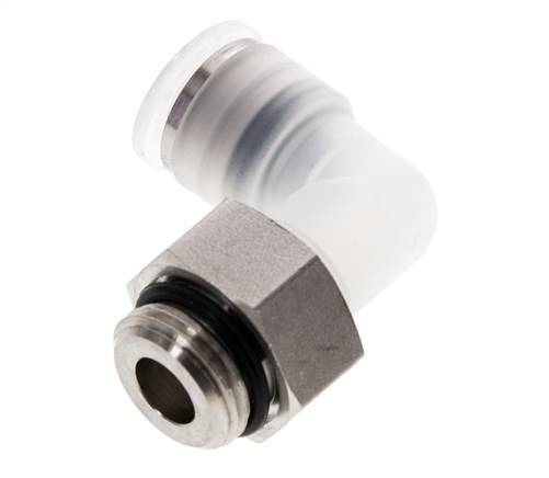 Codo de 90 grados 10mm x G3/8'' con rosca macho PA/Acero inoxidable EPDM Giratorio