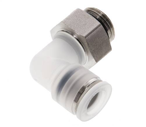 Codo de 90 grados 10mm x G3/8'' con rosca macho PA/Acero inoxidable EPDM Giratorio